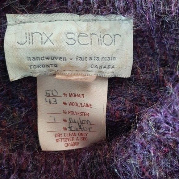 VINTAGE Purple Mohair Wool Suede & Fox Fur Sweater Sz M - Picture 12 of 12